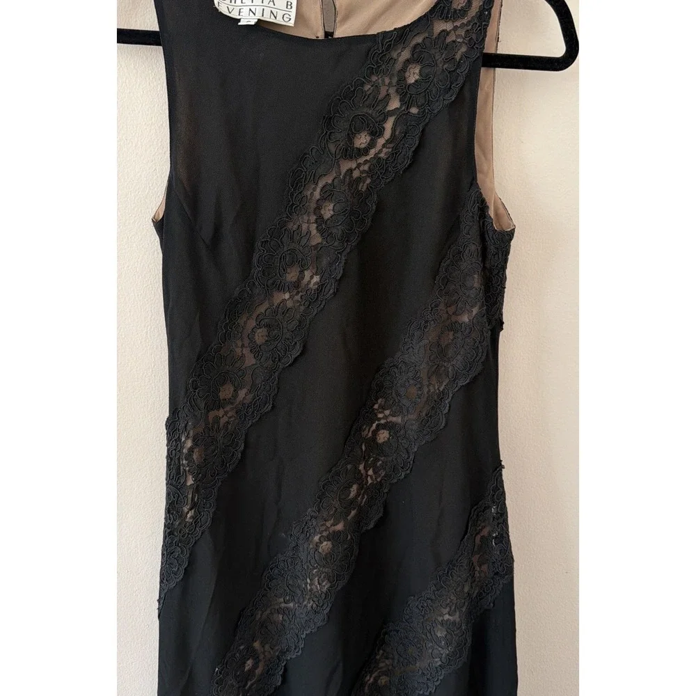Vintage 90s Chetta B Evening Lace Dress Black Sz 8 Sherrie Bloom‎ Noviello